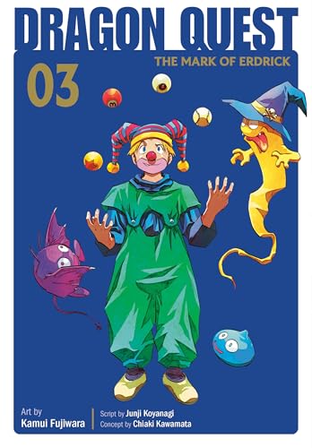 Dragon Quest" manga cover featuring a clown, slime, and other fantasy creatures.