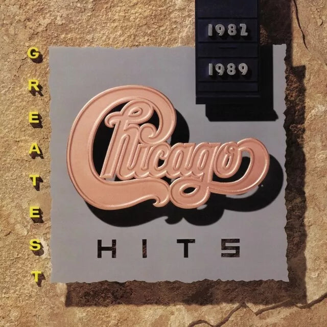 Album cover for Chicago’s “Greatest Hits 1982-1989” with band logo.