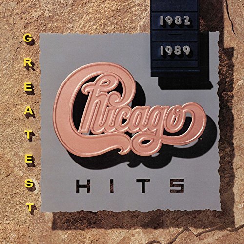 Chicago’s “Greatest Hits 1982-1989” vinyl record cover with band logo.