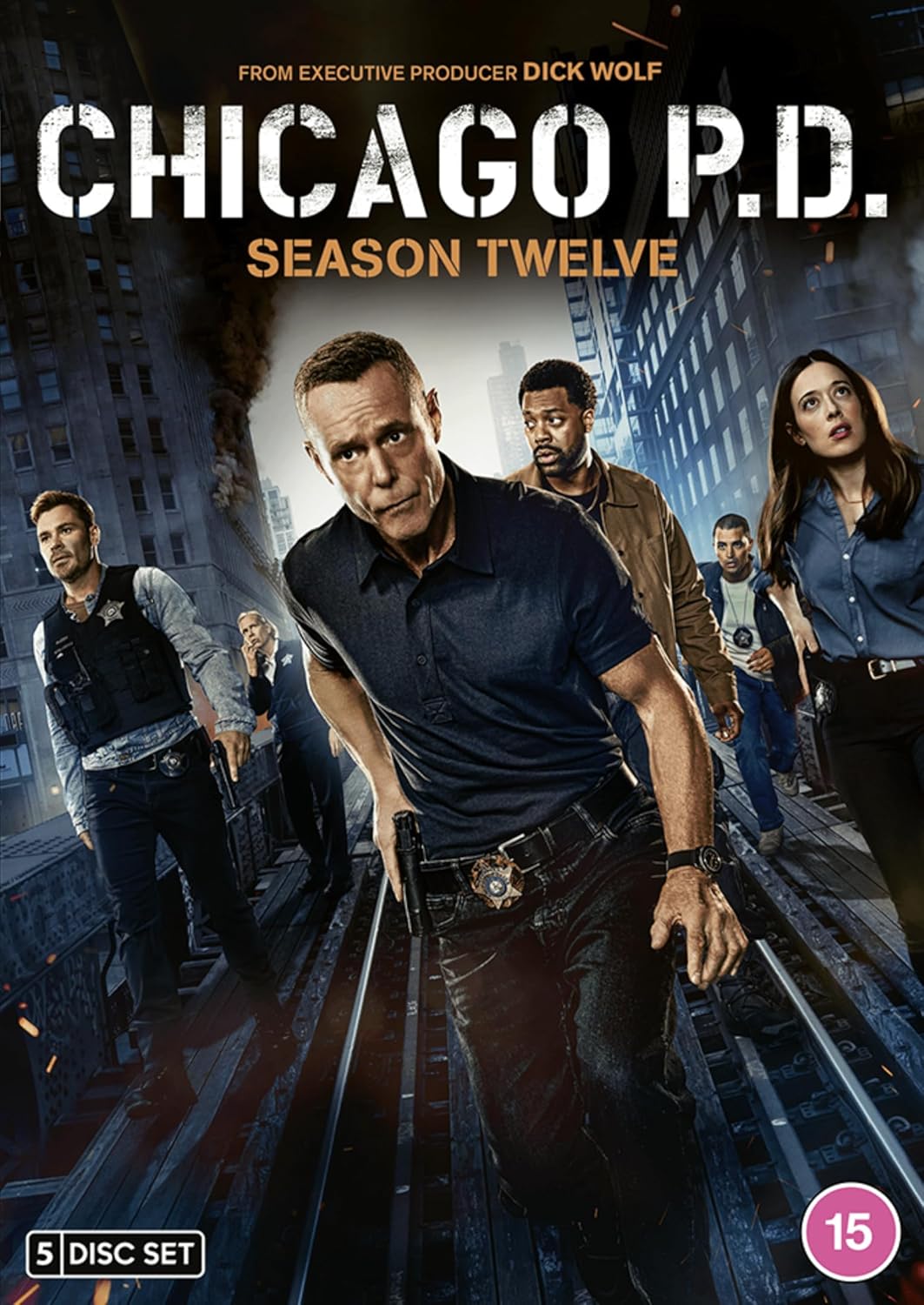 DVD cover for Chicago P.D. Season 12 featuring the cast on a city street.