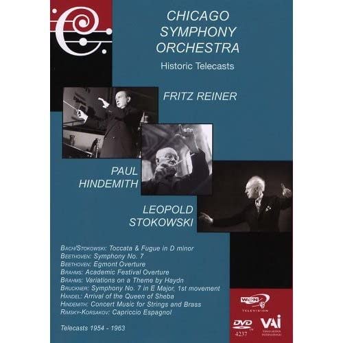 DVD cover featuring conductors Reiner, Hindemith, and Stokowski with the Chicago Symphony Orchestra.