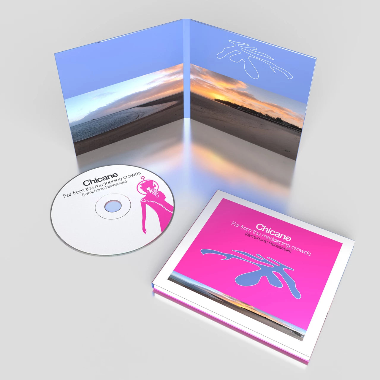 Chicane album "Far From The Maddening Crowds" open CD case, purple and white.
