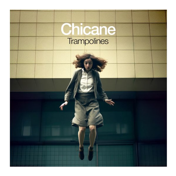CD cover for Chicane’s “Trampolines” featuring a woman appearing to float.