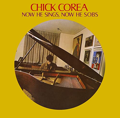 Chick Corea album cover: pianist at a grand piano in a room.