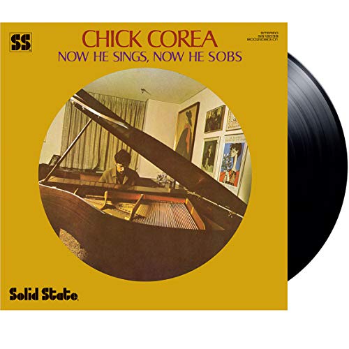 Chick Corea album cover: a pianist at a grand piano, yellow background.