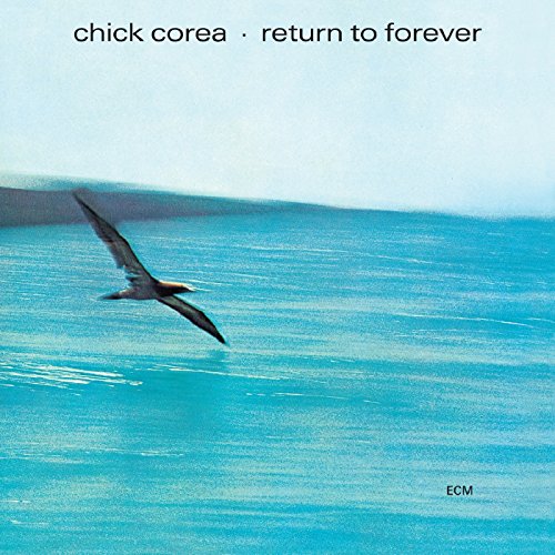 Chick Corea’s “Return to Forever” CD cover with a bird over blue water.
