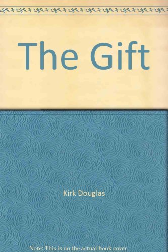 Book cover with title "The Gift" by Kirk Douglas, textured blue background.