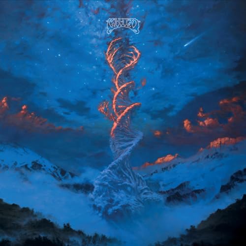 CD cover for “Child - Blueside” featuring a swirling, fiery form over mountains.