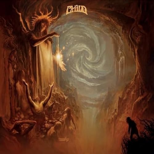 Dark fantasy album cover with figures reaching towards a glowing light source.