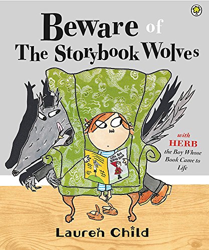 Book cover: child reading to wolves, illustrated in a whimsical style.