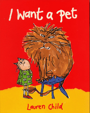 Children’s book cover: a boy and a very large, shaggy cat.