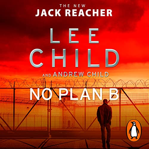 Book cover: man facing a barbed-wire fence against a red sky.