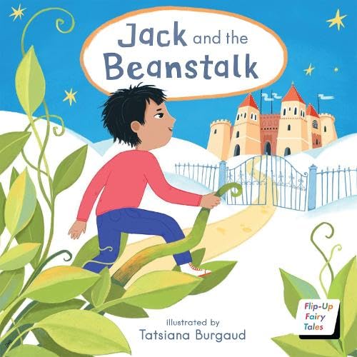 Jack and the Beanstalk" book cover with boy and castle illustration.
