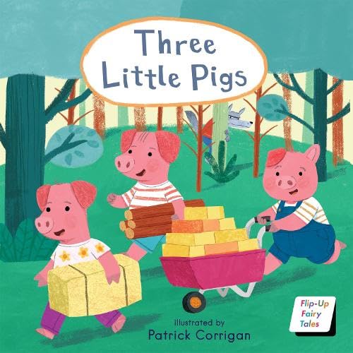 Cover of “Three Little Pigs” children’s book with three cartoon pigs.