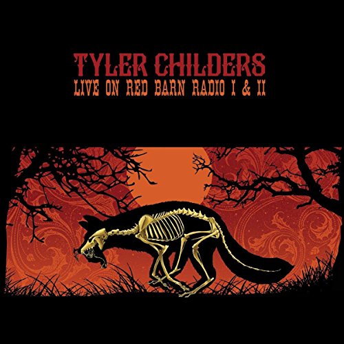 Album cover with a dog skeleton against an orange background with bare trees.