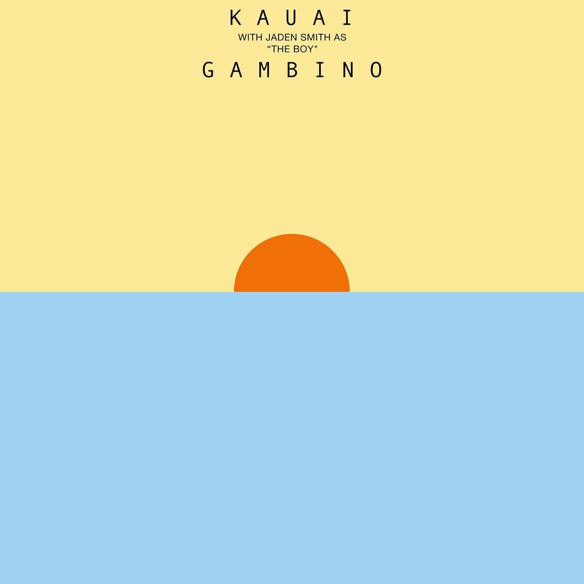 "Album cover with yellow and blue background, featuring a simple orange sun design."