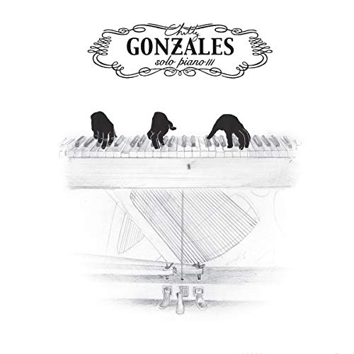 Sketch of piano with hands playing, album cover for Chilly Gonzales.