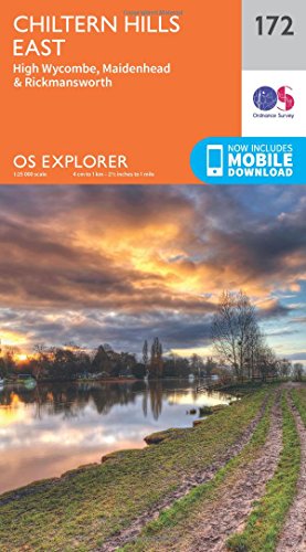 Ordnance Survey Explorer map 172 of the Chiltern Hills, East area.