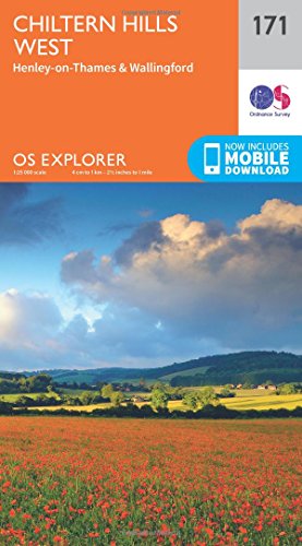 Ordnance Survey Explorer map 171 cover showing a field of poppies and rolling hills.