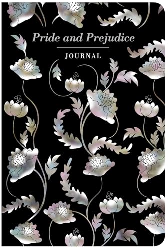 Black journal with floral design and “Pride and Prejudice” title.