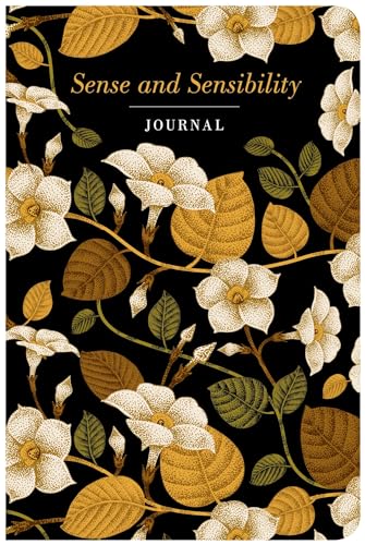 Black journal with floral and leaf pattern, titled "Sense and Sensibility.