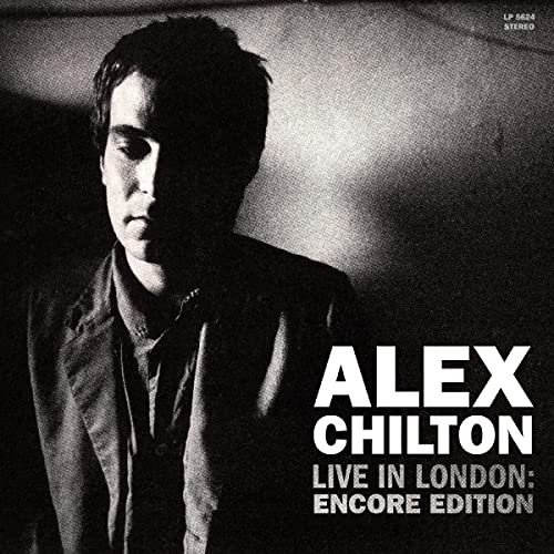 Black and white portrait of Alex Chilton on a vinyl album cover.