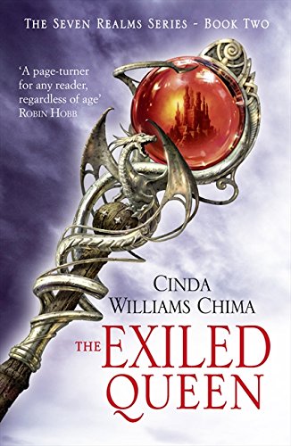 Book cover: “The Exiled Queen” with a staff topped by a red orb.