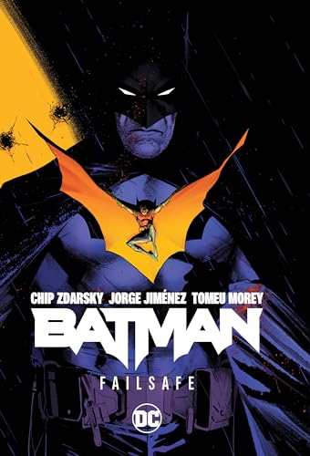 Batman graphic novel cover: close-up of Batman with a figure in his cape.