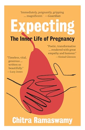 Book cover: "Expecting" with a red pear illustration and white text.