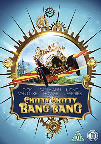 Chitty Chitty Bang Bang" DVD cover featuring the flying car and cast.