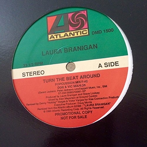 Black vinyl record label with green, white, and red details.