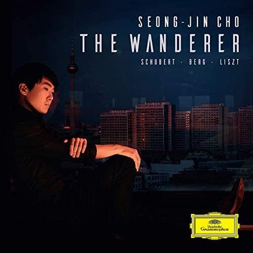 Pianist Cho, Seong-jin album cover with city skyline background.