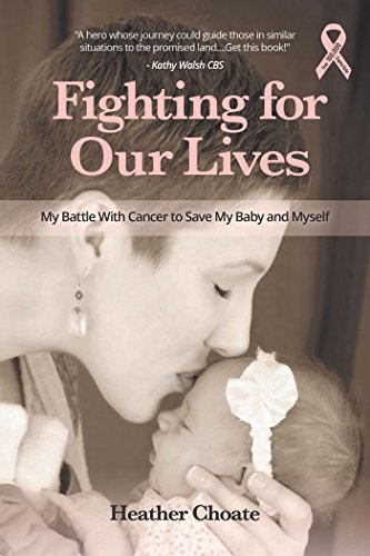 Book cover: woman holding a baby, with a pink ribbon symbol.