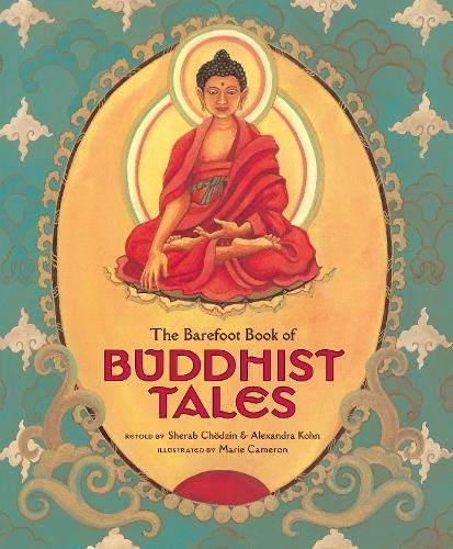 Book cover depicting Buddha in a lotus position, titled "Buddhist Tales".