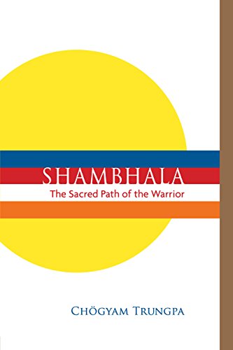 Book cover with yellow circle, colorful stripes, and title "Shambhala".