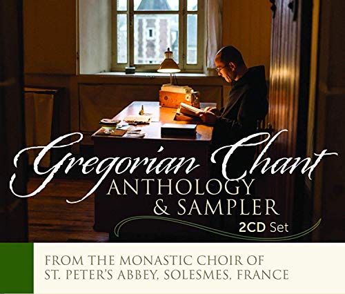 Monk reading at a desk, Gregorian Chant anthology CD cover.