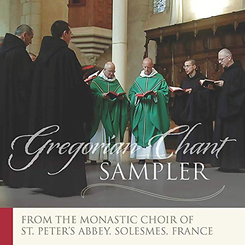 "CD cover featuring monks in black and green robes standing in a church."