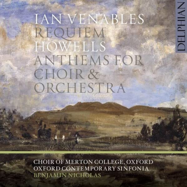 CD cover for choral music by Venables and Howells, landscape background.