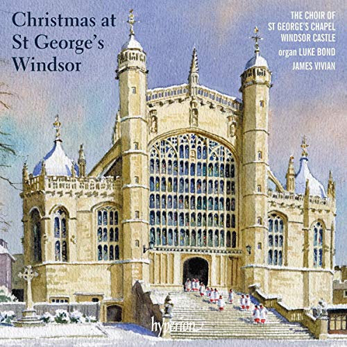 CD cover: St George’s Chapel, Windsor Castle, in winter with choir members.
