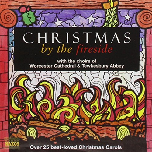 CD cover: "Christmas by the Fireside" with illustrated flames and holly.