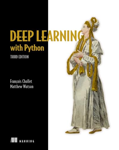 Book cover titled Deep Learning with Python featuring an illustration of a woman.