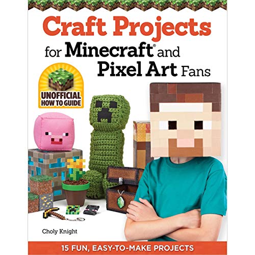 Book cover featuring Minecraft-inspired crafts and characters, including a crocheted Creeper.