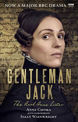 Book cover featuring a portrait of Anne Lister with handwritten text background.