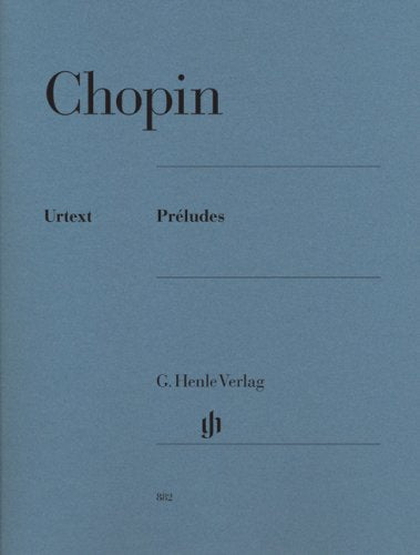 Blue sheet music cover for Chopin’s “Préludes” by G. Henle Verlag.