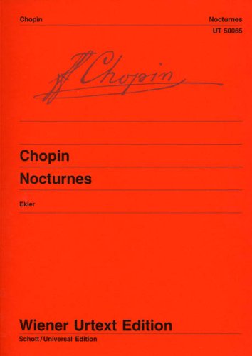 Bright orange sheet music cover for Chopin Nocturnes, Wiener Urtext Edition, with black text.