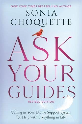 Book cover: "Ask Your Guides" with a red bird and white feather.