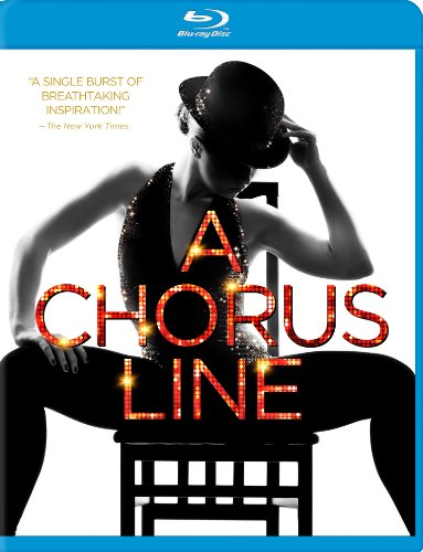 A Chorus Line" Blu-ray cover featuring a dancer in silhouette and red text.