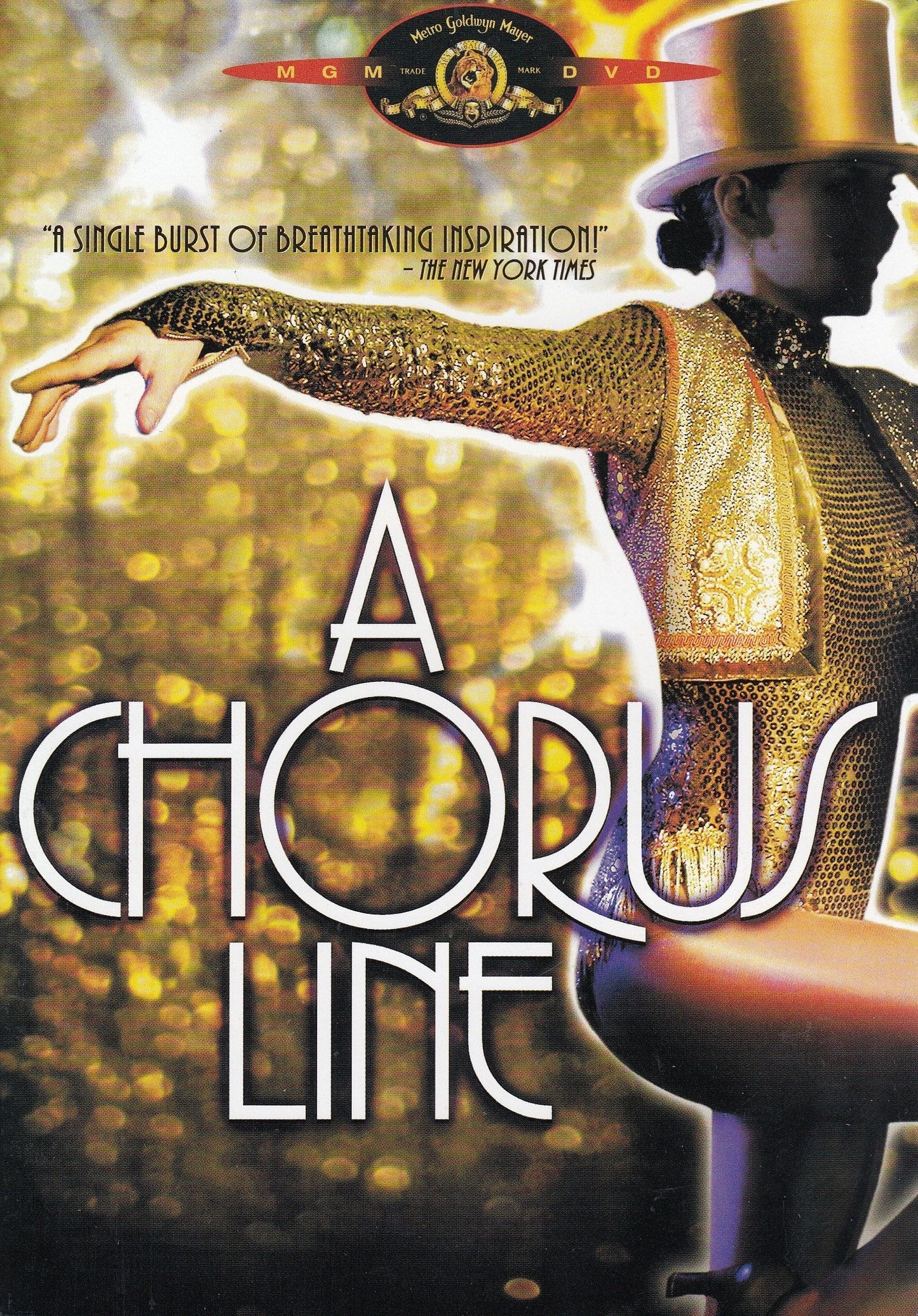 A Chorus Line" DVD cover featuring a dancer in gold costume.