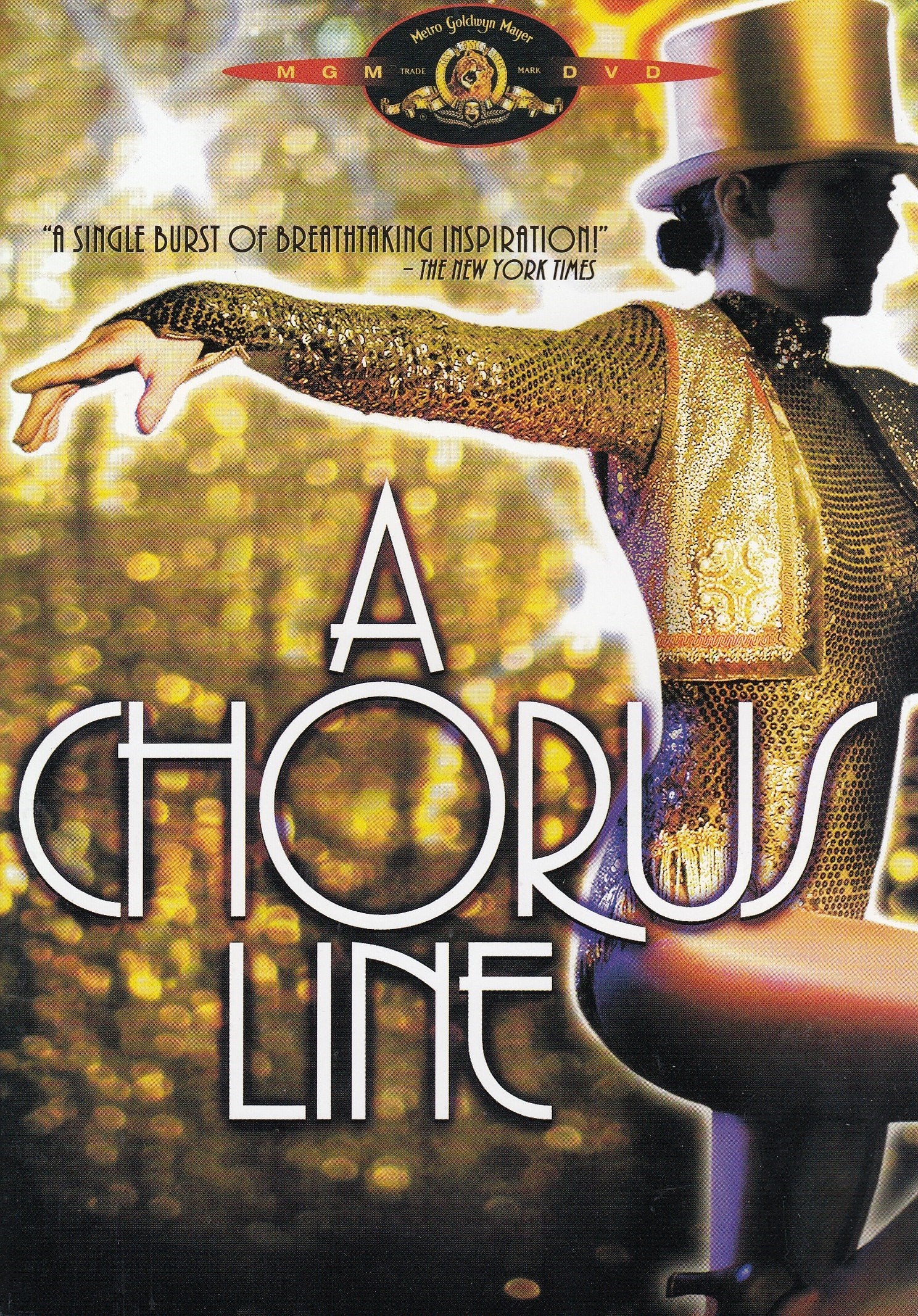 A Chorus Line" DVD cover featuring a dancer in gold costume.