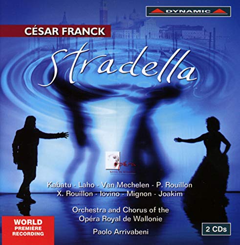 CD cover for Franck's Stradella featuring silhouettes of two opera singers on blue background.